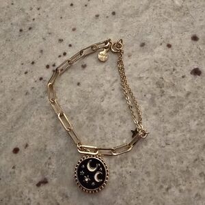 LOFT Gold-Tone Bracelet with Black Celestial Enamel Charm
